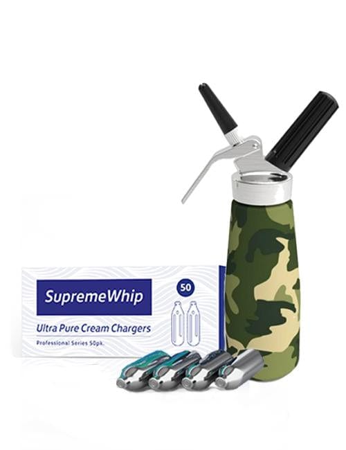 SupremeWhip Cream Chargers + 0.5L Green Camo Print Dispenser