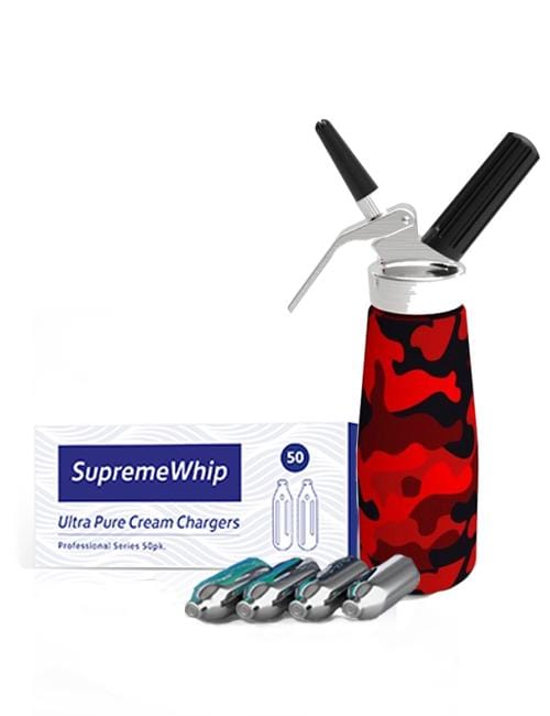 SupremeWhip Cream Chargers + 0.5L Red Camo Print Dispenser