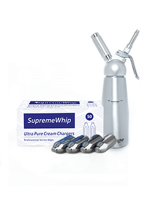 SupremeWhip Cream Chargers + 0.5L Full Metal Dispenser Silver