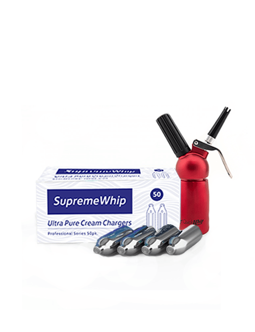 SupremeWhip Cream Chargers + 0.125L Compact Dispenser RED